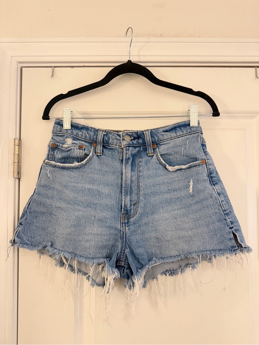 Abercrombie & Fitch Light Blue Distressed Denim Cutoff Shorts